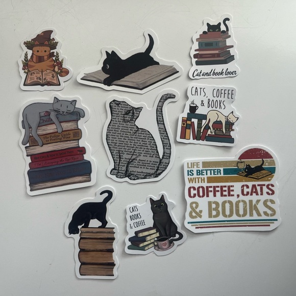 Book and Cat Sticker Bundle - Picture 1 of 1